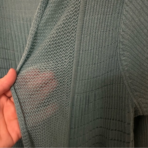 Nic + Zoe Longline Open Duster Cardigan Knit Size Medium aqua - Picture 9 of 12